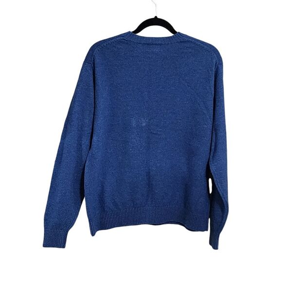 L.L. Bean Mens sweater L blue wool blend crew neck pullover - Picture 2 of 5